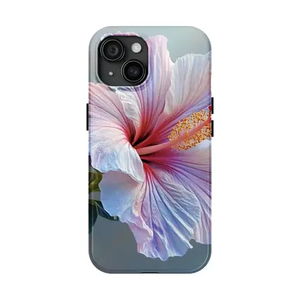 Pink Hibiscus Flower Soft Blue Background