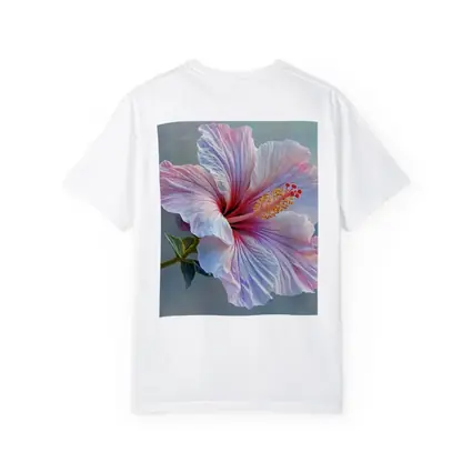 Pink Hibiscus Flower Soft Blue Background