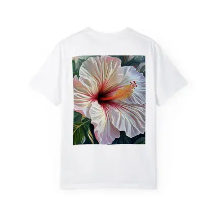White Hibiscus Flower Tropical Leaves Art