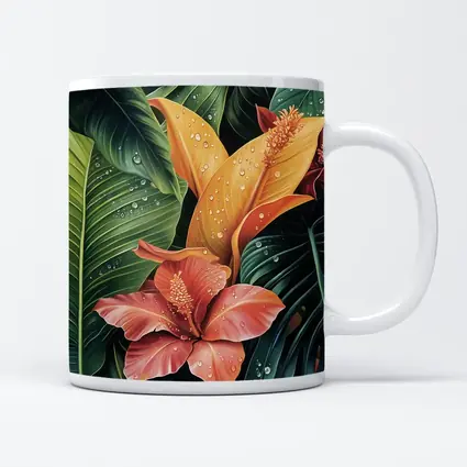Tropical Hibiscus Flowers With Raindrops Painting