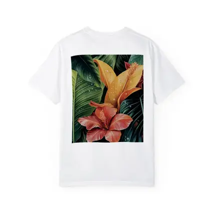Tropical Hibiscus Flowers With Raindrops Painting