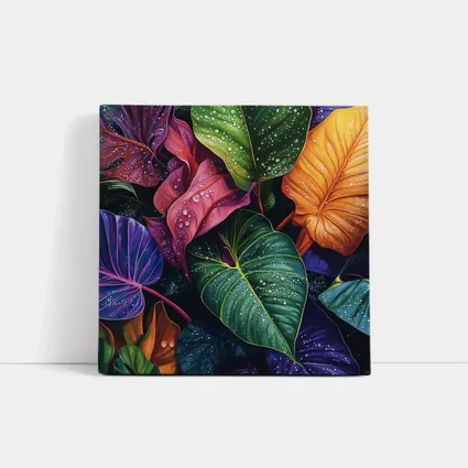 Tropical Leaves With Water Droplets Art