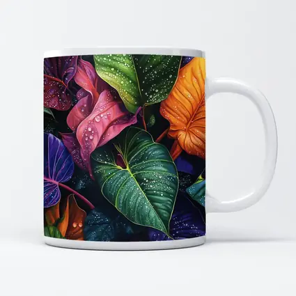 Tropical Leaves With Water Droplets Art