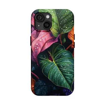 Tropical Leaves With Water Droplets Art