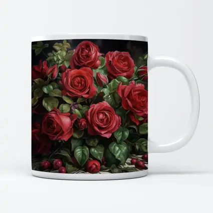 Red Roses Bouquet Dark Moody Oil Painting