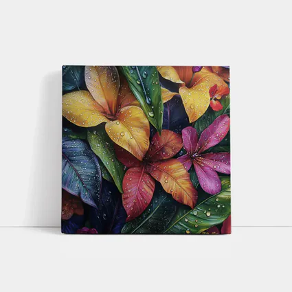 Tropical Plumeria Flowers With Raindrops Art