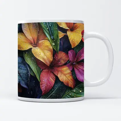 Tropical Plumeria Flowers With Raindrops Art