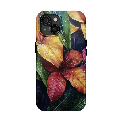 Tropical Plumeria Flowers With Raindrops Art