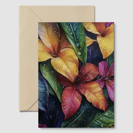Tropical Plumeria Flowers With Raindrops Art