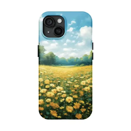 Yellow Daisy Field Blue Sky Painting