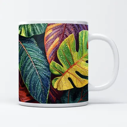 Tropical Monstera Leaves With Dew Drops