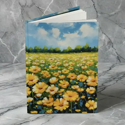 Yellow Daisy Field Blue Sky Painting