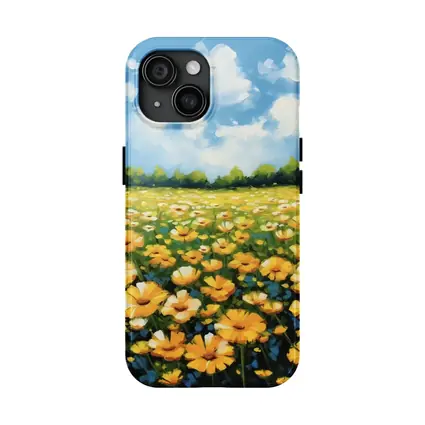 Yellow Daisy Field Blue Sky Painting