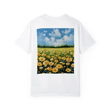 Yellow Daisy Field Blue Sky Painting