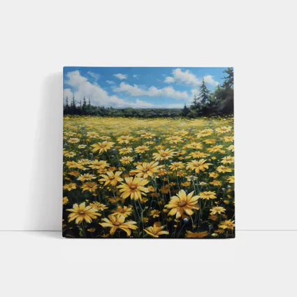 Yellow Daisy Field Blue Sky Painting