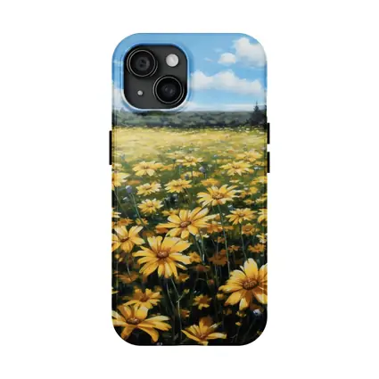 Yellow Daisy Field Blue Sky Painting