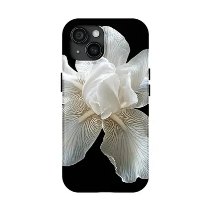 White Iris Flower On Black Background