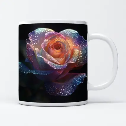 Rainbow Rose With Dewdrops Dark Background