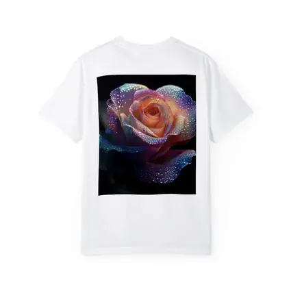 Rainbow Rose With Dewdrops Dark Background