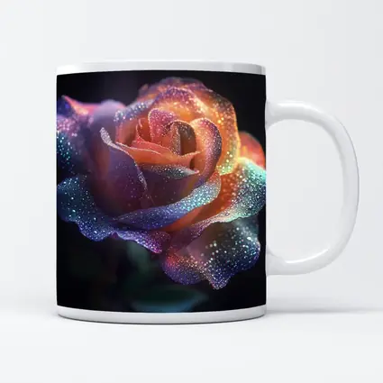 Glittery Rainbow Rose on Dark Background