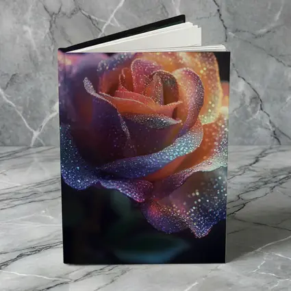 Glittery Rainbow Rose on Dark Background