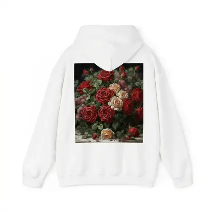 Red and Cream Roses Dark Floral Painting