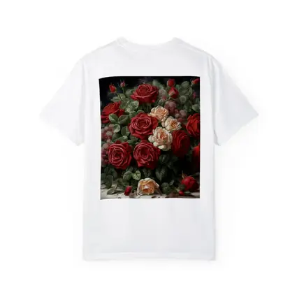 Red and Cream Roses Dark Floral Painting