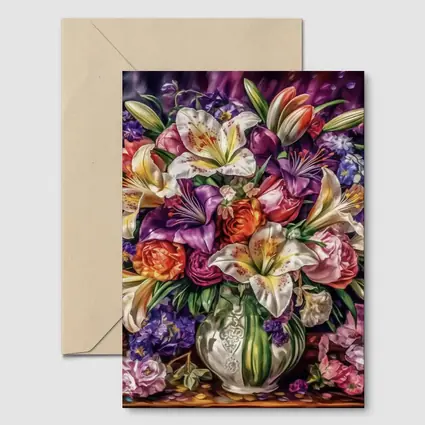 White Lilies Roses Bouquet Purple Background