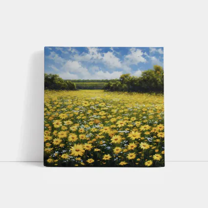 Yellow Daisy Field Oil Painting Summer Landscape