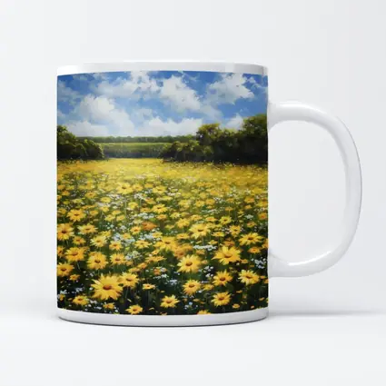 Yellow Daisy Field Oil Painting Summer Landscape