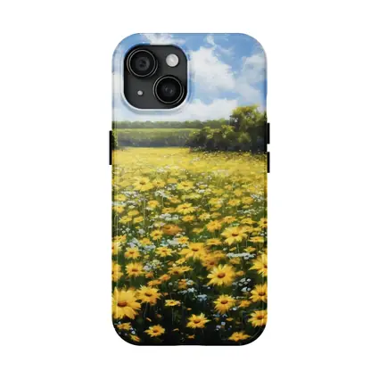 Yellow Daisy Field Oil Painting Summer Landscape