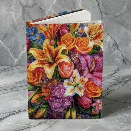 Colorful Lilies Roses Bouquet Floral Painting
