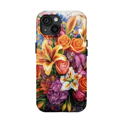 Colorful Lilies Roses Bouquet Floral Painting