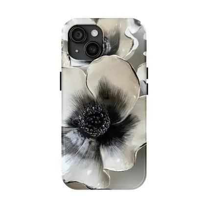 Black White Anemone Ceramic Flowers Wall Art