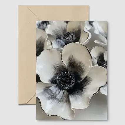 Black White Anemone Ceramic Flowers Wall Art