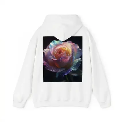 Rainbow Rose Glitter Drops Dark Background