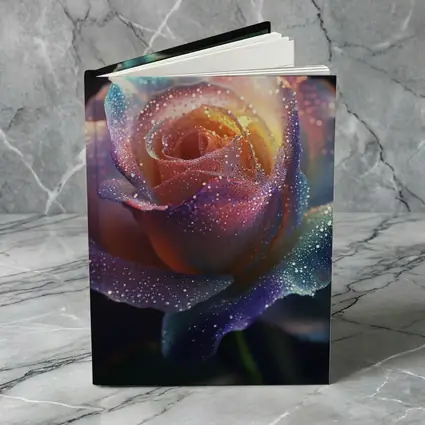 Rainbow Rose Glitter Drops Dark Background