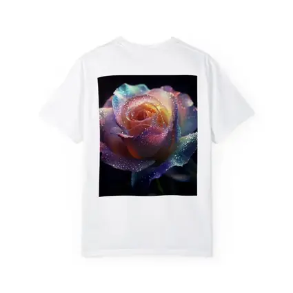 Rainbow Rose Glitter Drops Dark Background
