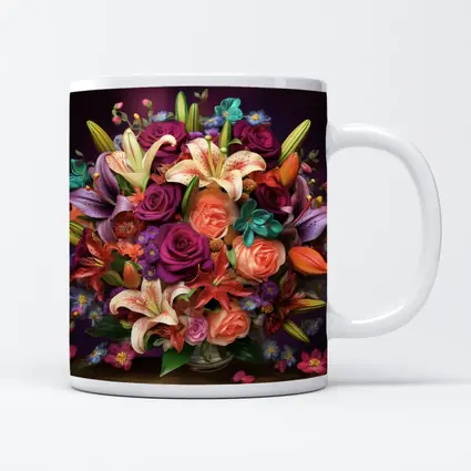 Roses Lilies Mixed Bouquet Dark Purple Background