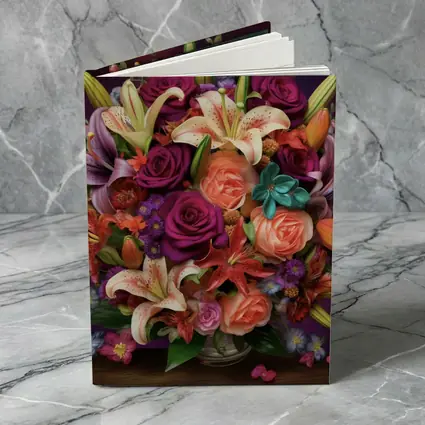 Roses Lilies Mixed Bouquet Dark Purple Background