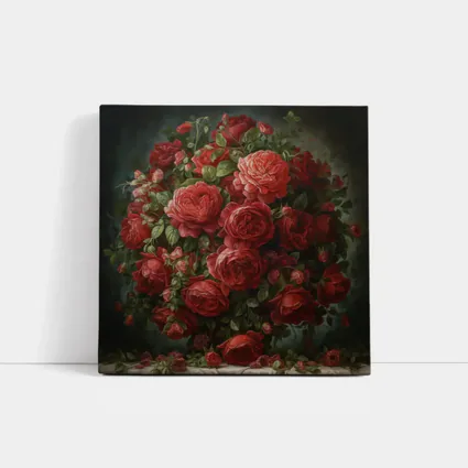 Red Roses Bouquet Dark Moody Painting