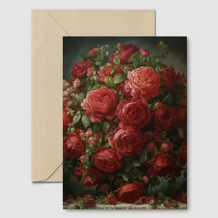 Red Roses Bouquet Dark Moody Painting