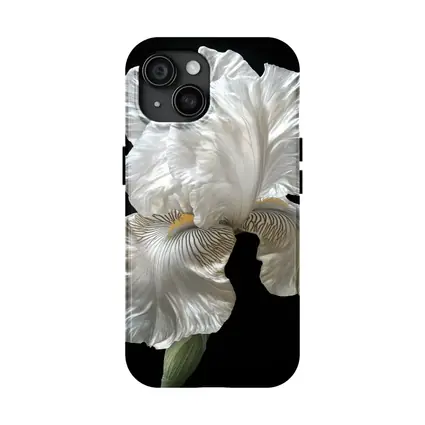 White Iris Flower On Black Background