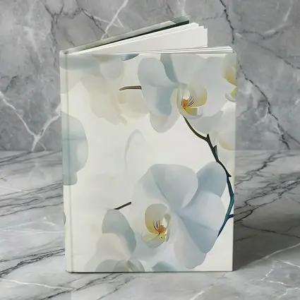 White Orchid Flowers Soft Blue Background