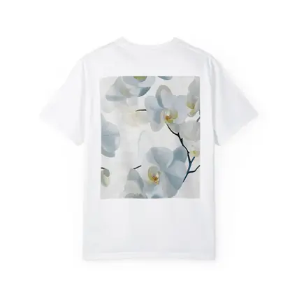 White Orchid Flowers Soft Blue Background