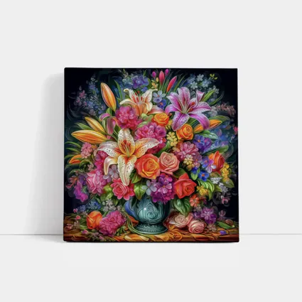 Lilies Roses Mixed Bouquet Dark Background