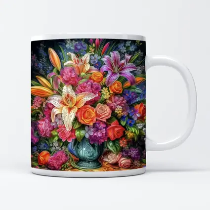Lilies Roses Mixed Bouquet Dark Background