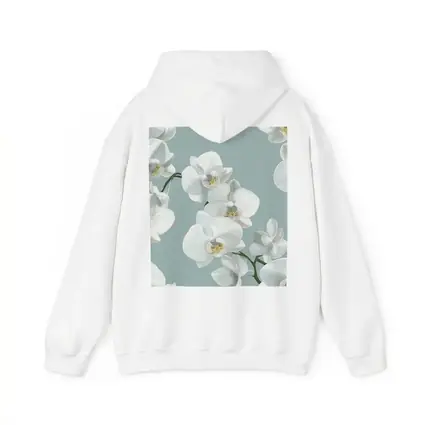 White Orchid Flowers Soft Blue Background