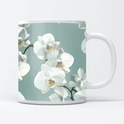 White Orchid Flowers Soft Blue Background