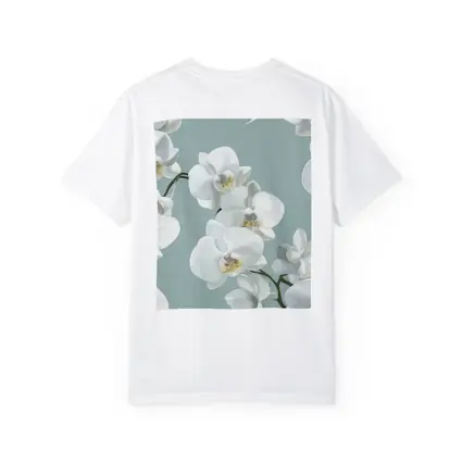 White Orchid Flowers Soft Blue Background